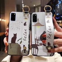 韩风猫咪适用三星s23手机壳苹果14腕带支架软note20全包套A14/A54
