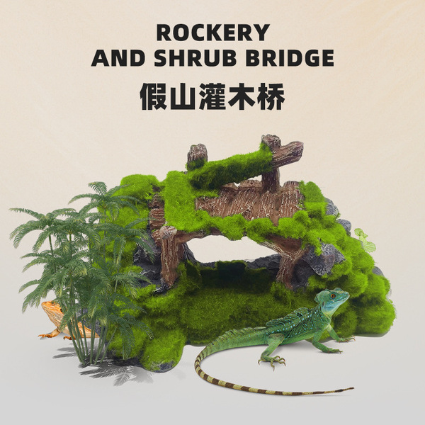 Fish tank resin moss velvet bridge fish play cave decorative fish…