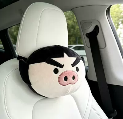 Cartoon Car Headrest and Neck Headrest - a-piggy-fur-headrest