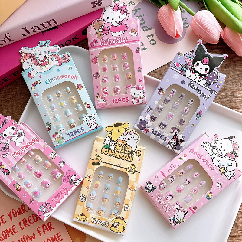 Sanrio, милые детские наклейки для ногтей, 12 шт., для наряда