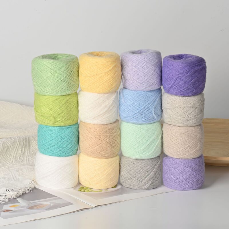 Super soft mohair yarn rainbow gradient color scarf shawl hand mixed yarn knitted baby sweater baby close-fitting