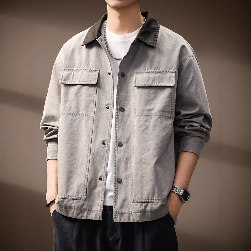 High-End Barn Style Heavy Barn Jacket Men's Retro Lapel 2025 Autum Loose Work Jacket Men