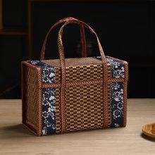 竹篮子手提篮粽子香肠腊肉月饼螃蟹鸡蛋水果特产叠竹编礼盒包装