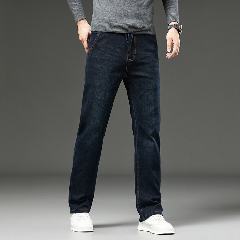 340 kg extra große Jeans Herren einfache und vielseitige Jeans mit elastischer Taille Herren Herbst und Winter dicke Jeans Herren_voghion.com