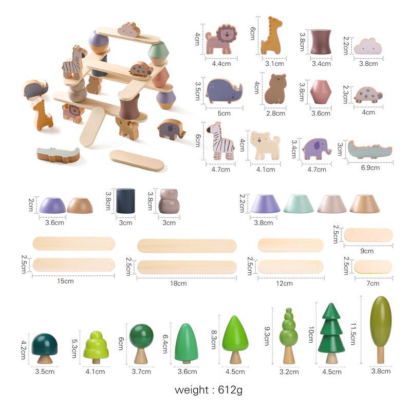 Wood forest+animal stack toys