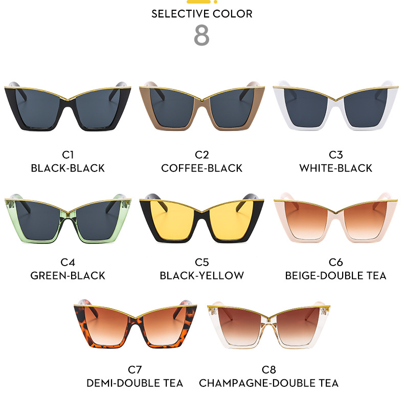 54g Weight Full Frame Glasses Structure Sunglasses Classification PC, UV400 Protection Lens Material Cat Eye Glasses Style Outdoor, Travel Occasion Solid Color Pattern All Seasons Season Women's Gender Casual, Vintage Style Style Casual Vintage Style Solid Color PC UV400 Protection Cat Eye Full Frame Women's Sunglasses 8