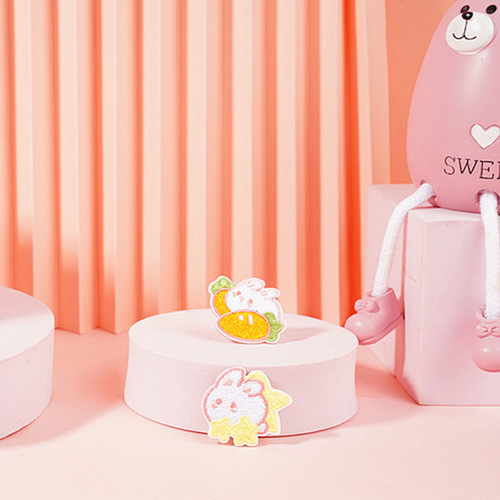 Computer embroidered logo cartoon animal rabbit chapter clothing accessories clothing and hat decoration patch stickers self-adhesive embroidery cloth stickers