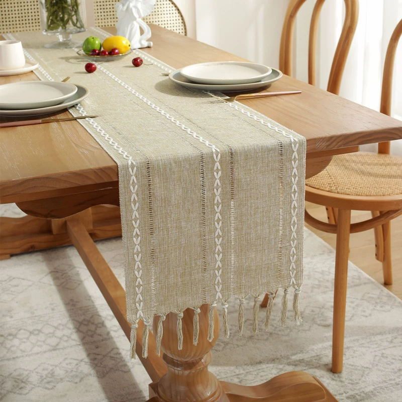 Cross -border Amazon Simple handmade hand -woven hollow Su Table flag household American rural Christmas table cloth desktop