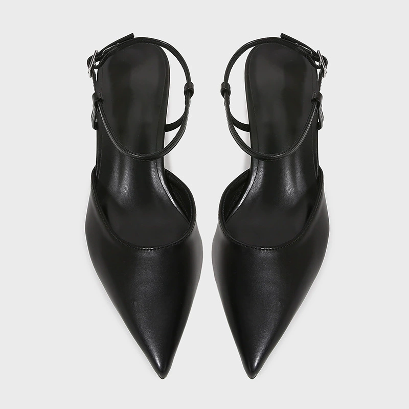 Летние низкие сандалии (Zara) с ремешком на щиколотке, каблук 6,5 см, черные и белые