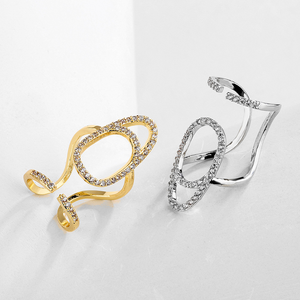 Copper Material Copper Geometric Zircon Open Rings