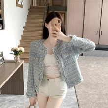 2025新款法式名媛小香风千金粉色西装短外套女早春秋冬感上衣女装