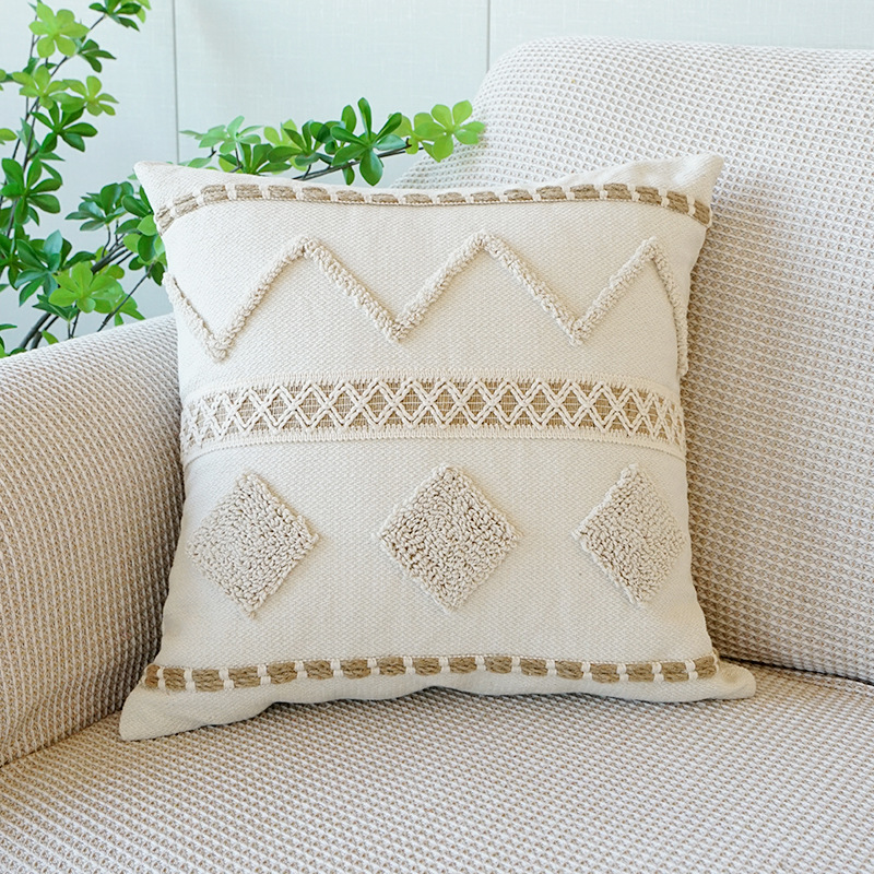 Funda de almohada de terciopelo bohemia Funda de cojín de cabecera de encaje tejido Funda de almohada de sofá de casa de familia