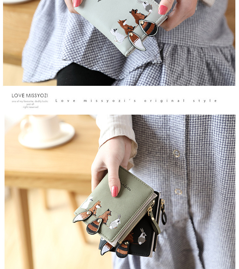 PU Leather Material Fashion Animal Square Zipper Buckle Small Wallet
