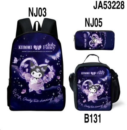 Directo de fábrica de dibujos animados mochila lápiz coolomi primaria y secundaria estudiantes de gran capacidad de impresión bolsa de tres piezas conjunto