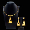 Copper metal jewelry, set, necklace and earrings, 24 carat