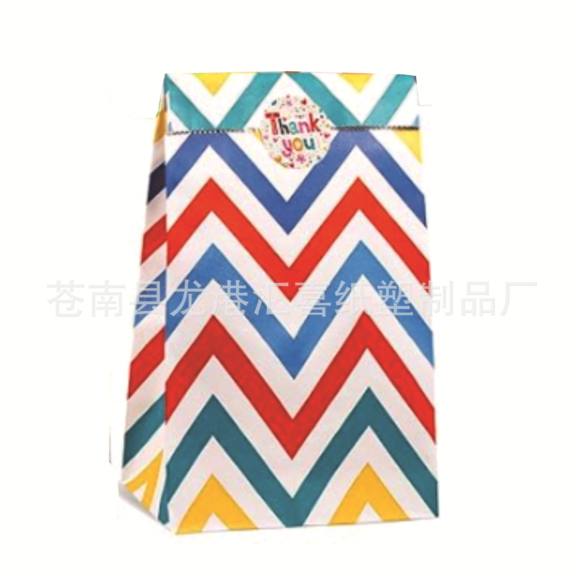 En stock al por mayor Arco Iris a rayas bolsa de dulces fiesta decoración de fiesta bolsa de regalo para hornear sin mango bolsa de papel de embalaje