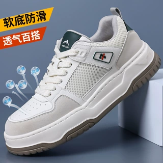 夏季新款头层牛皮男鞋网眼透气发泡软底轻便舒适休闲鞋小白鞋男款
