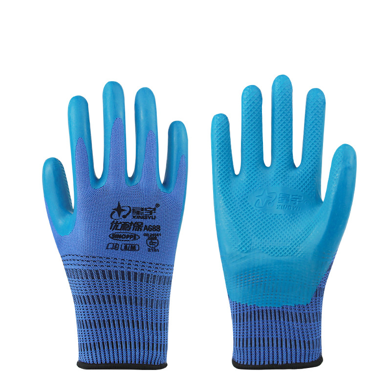 Xingyuyou A688 guantes de trabajo industrial resistentes al desgaste antideslizante caucho impregnado guantes de caucho de trabajo al por mayor image 6