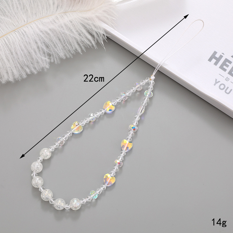 Venta caliente Internet celebridad con cuentas amor teléfono cadena anti-perdida gota resistente teléfono caso diy perla cadena corta teléfono cordón