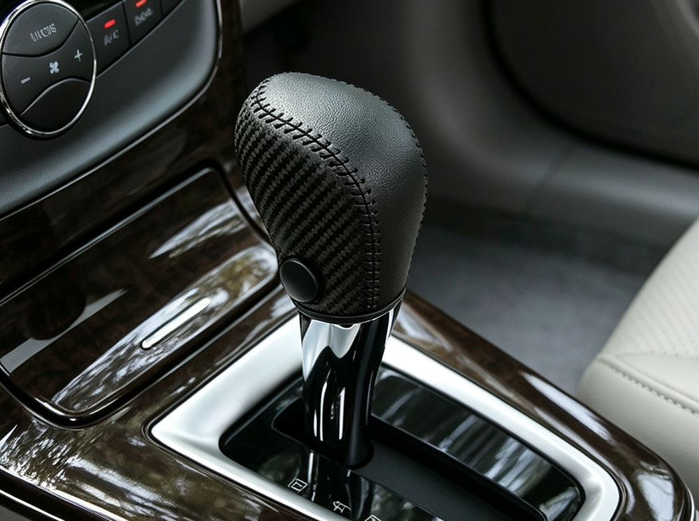 Leather car gear shift knob cover, hand-stitched, for Nissan 2012 New Sylphy, Qida, and Teana models. Also includes a handbrake cover and a gear shift cover