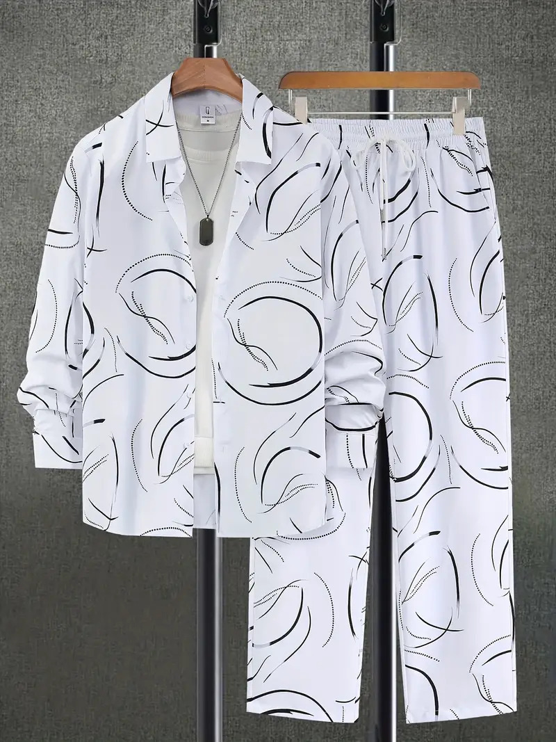 American Cross-border 2024 nueva línea de tendencia de moda casual camisa de manga larga pantalones traje MB12 ML4