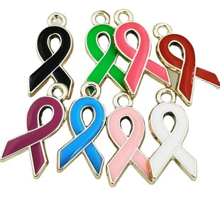 Source factory goods Korean CCB color retention drop oil love ribbon accessories bracelet ribbon love pendant diy jewelry