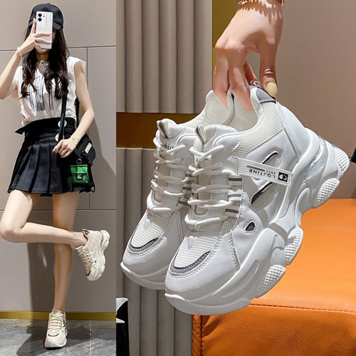 Online breathable thick-soled dad shoes, Instagram fashionable insole heightening casual shoes, Korean version running sports shoes