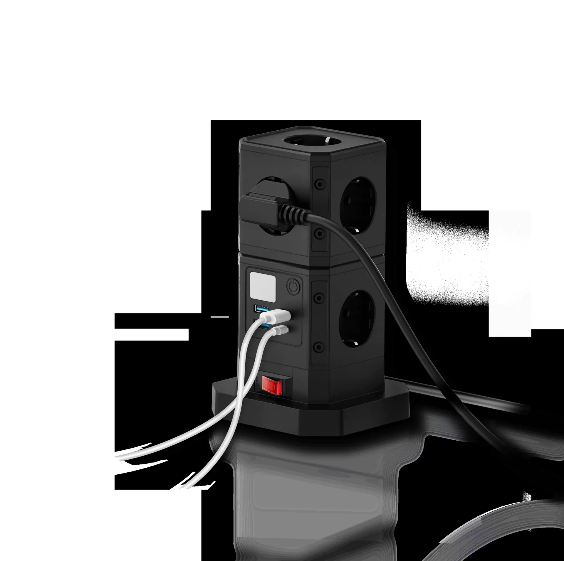 欧规立式魔方插座 带USB 快充接口智能家用英规多孔塔式德标排插