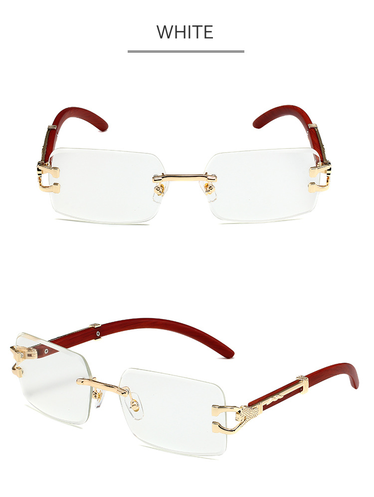 Neue Sonnenbrille mit Leopardenkopf und Holzmaserung für Damen und Herren, doppelstrahlige, diamantbesetzte explosive Brille_voghion.com