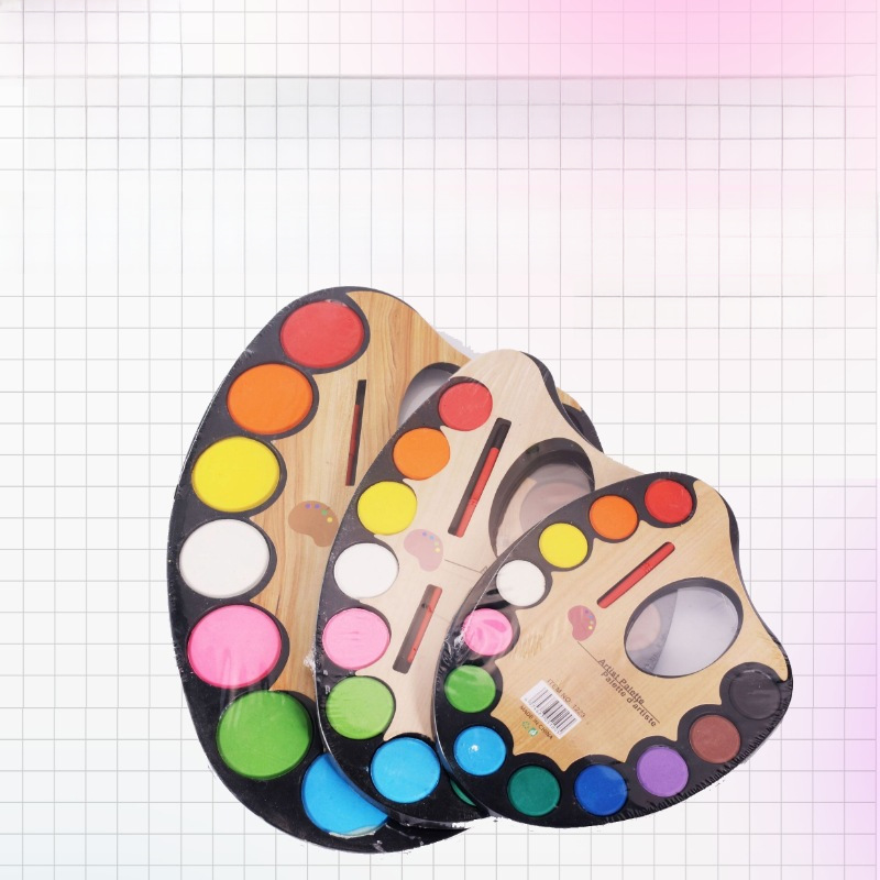Factory direct sale 12-color large, medium, and small horseshoe solid watercolor powder compacts Eco-friendly and non-toxic Elliptical color mixing powder compacts