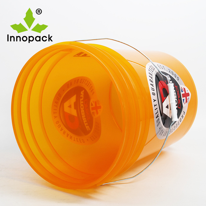 5加仑19升彩色可印刷透明塑料洗车桶带螺旋盖与过滤网和提手