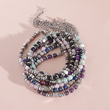 跨境热卖天然石串珠毕业典礼手串女不锈钢爱心珠子手镯毕业季礼物