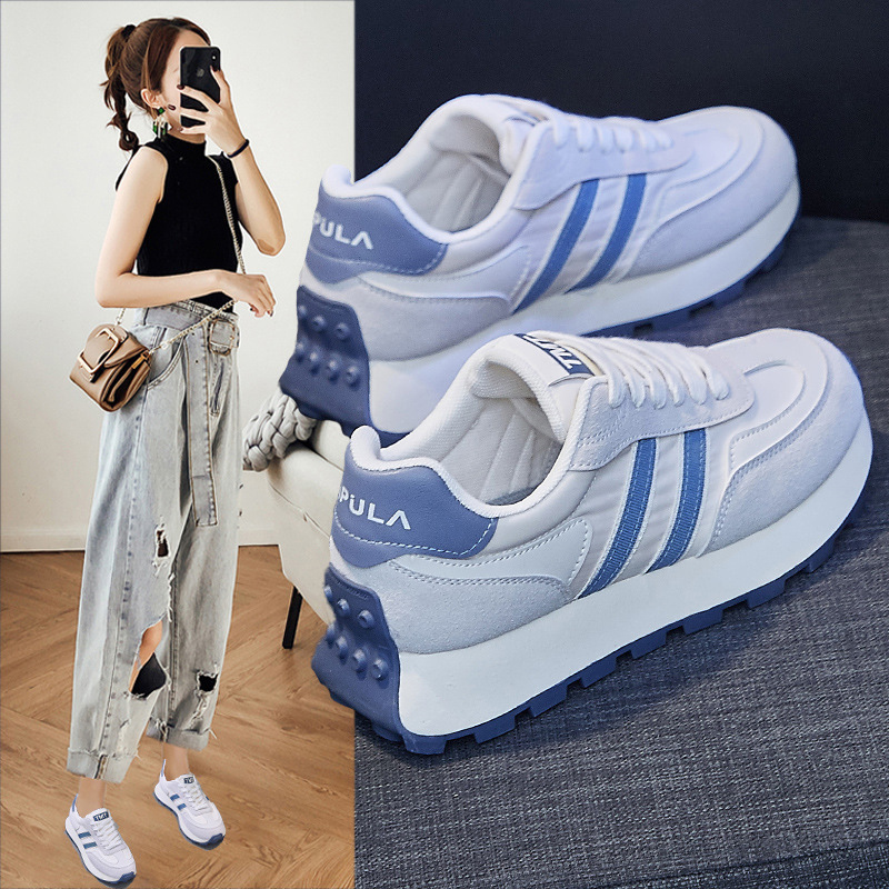 Korean Style Agan Shoes 2024 Spring New Women's Shoes Internet Celebrity Student Sneakers Height-Increasing Street Style Casual Shoes Trendy