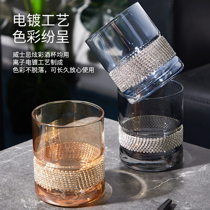 Tazas de cristal de diamante ligero de lujo de alto valor, tazas de vino extranjero, tazas de whisky, tazas de cristal resistentes a altas temperaturas
