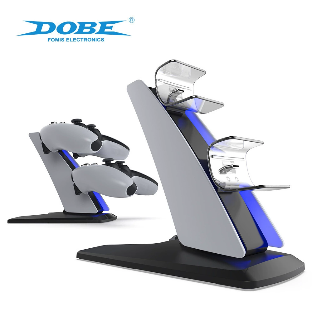 PS5 Wireless Dual Controller Charging Base with Blue Light PS5 Game Controller Aircraft Type Dual Base Charger TP5-0585S