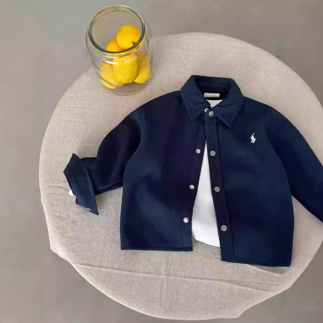 Camisas adicionales para niños otoño e invierno chaqueta coreana con marca de moda para bebés camisa de color sólido chaqueta de terciopelo