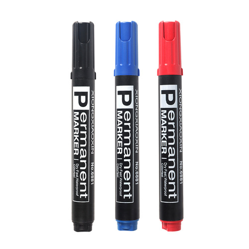 Oil-based marker 6881 large-tipped pen with ink black red blue water-soluble highlighter wholesale