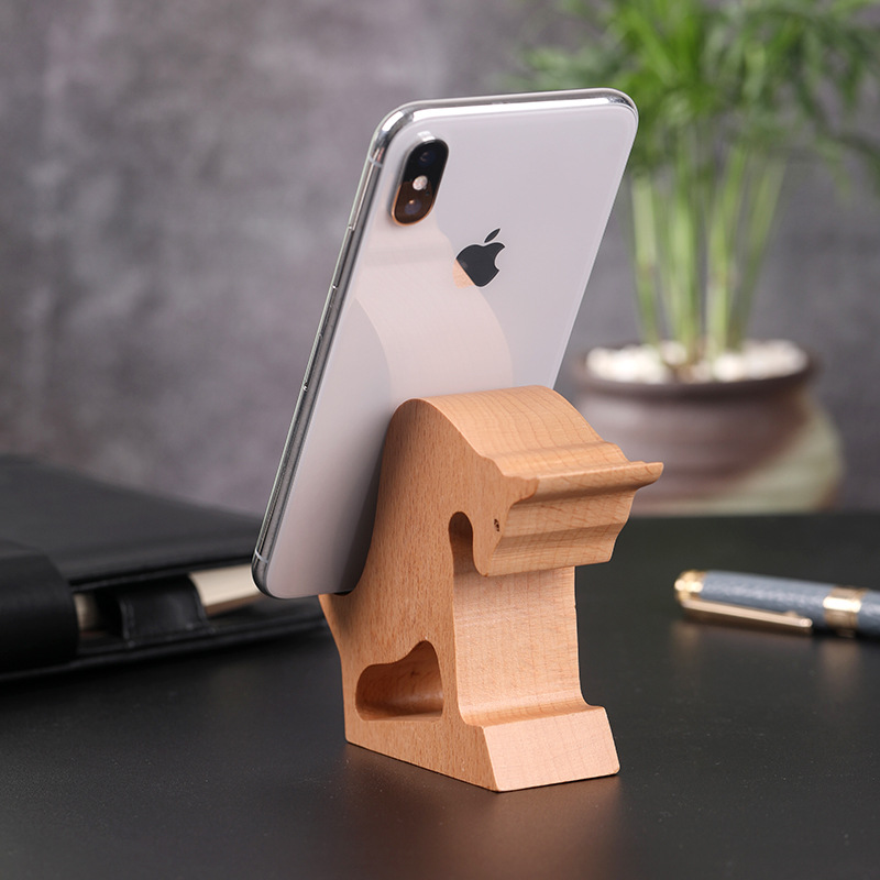 Niunian regalo creativo de madera titular del teléfono móvil perezoso de madera tableta del teléfono móvil base tallada logotipo