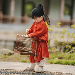 男の子の漢服唐服中国風ベビー漢服リトルリトルボーイ古代衣装赤子供唐製ラウンドネックローブ李白