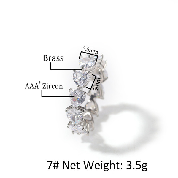 fashionable ring with stone with zircon hip-hop style