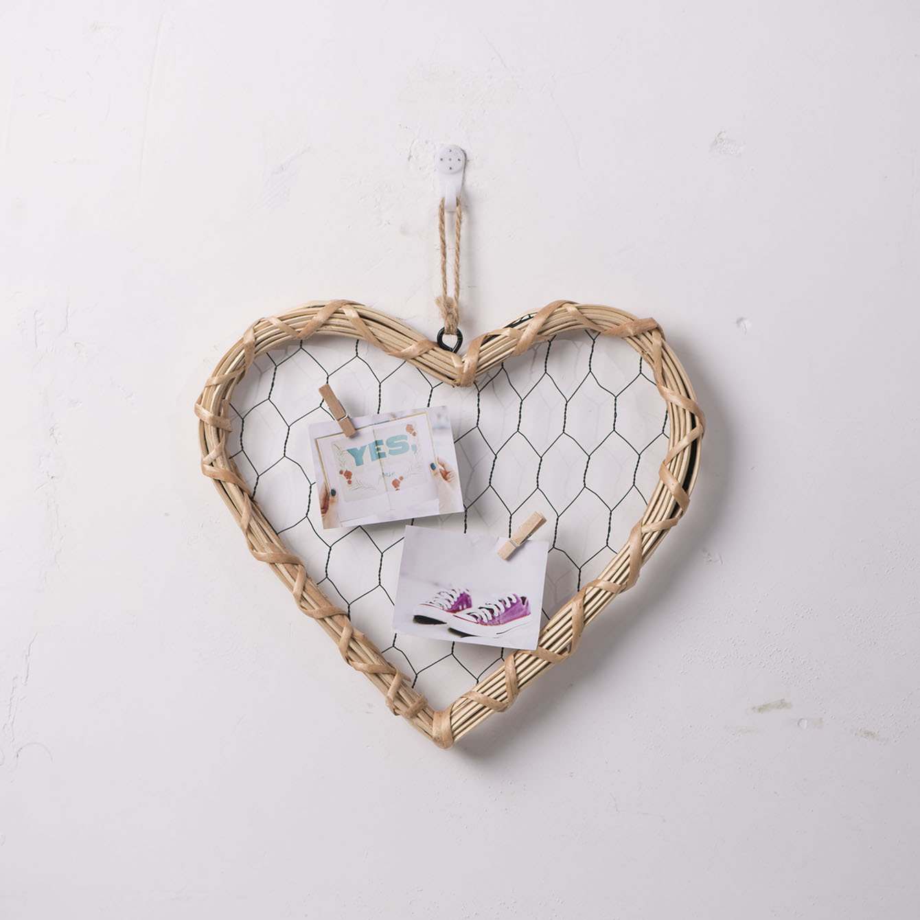 Marco de fotos decorativo tejido a mano en forma de corazón Advanced Advanced Interior Photo Decoration Pared de fotos colgante simple y creativo