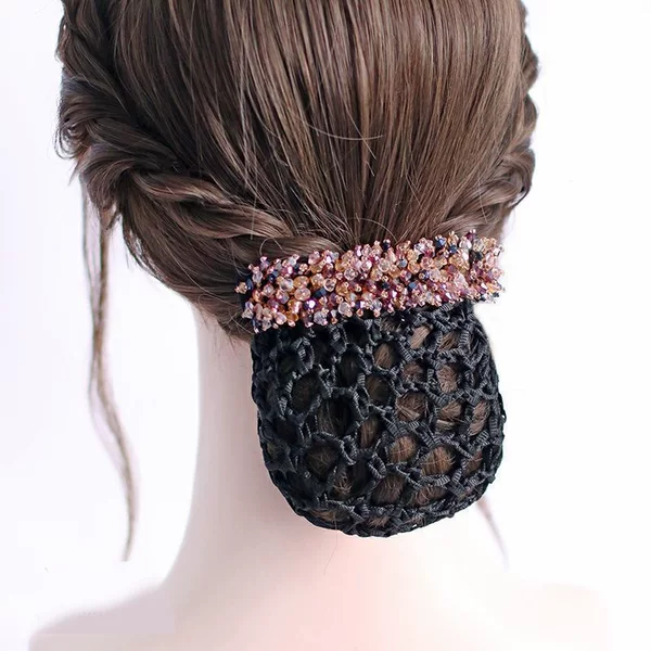 Professional hair flower rhinestone hairpin temperament hairpin word clip simple temperament hair net pocket spring clip net pocket hair accessories