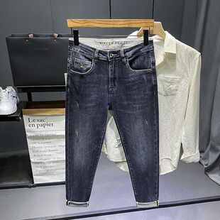 Jeans Men's 2025 Spring and Summer New Fashion Brand Stretch High-end Long Pants Straight Men's Slim-fit Skinny Pants