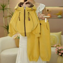 女童加绒运动套装秋冬2025新款潮儿童秋装女孩休闲卫裤两件套洋气