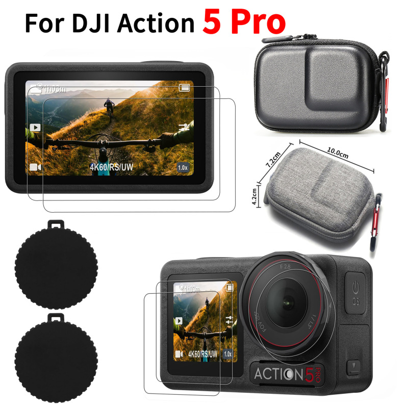 DJI Action5 Pro Silicone Protective Cover Lens Cover Tempered Film Accessories suit Amazon Cross-border DJI Action5 Pro Silicone Protective Cover Lens Cover Tempered Film Accessories suit Amazon Cross-border