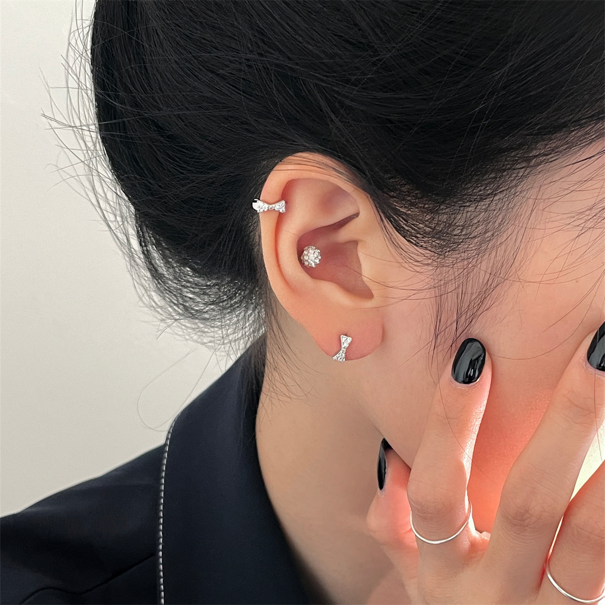 蝴蝶結迷你款925耳環純銀批發小眾ins百搭時尚高級感精緻耳飾品潮