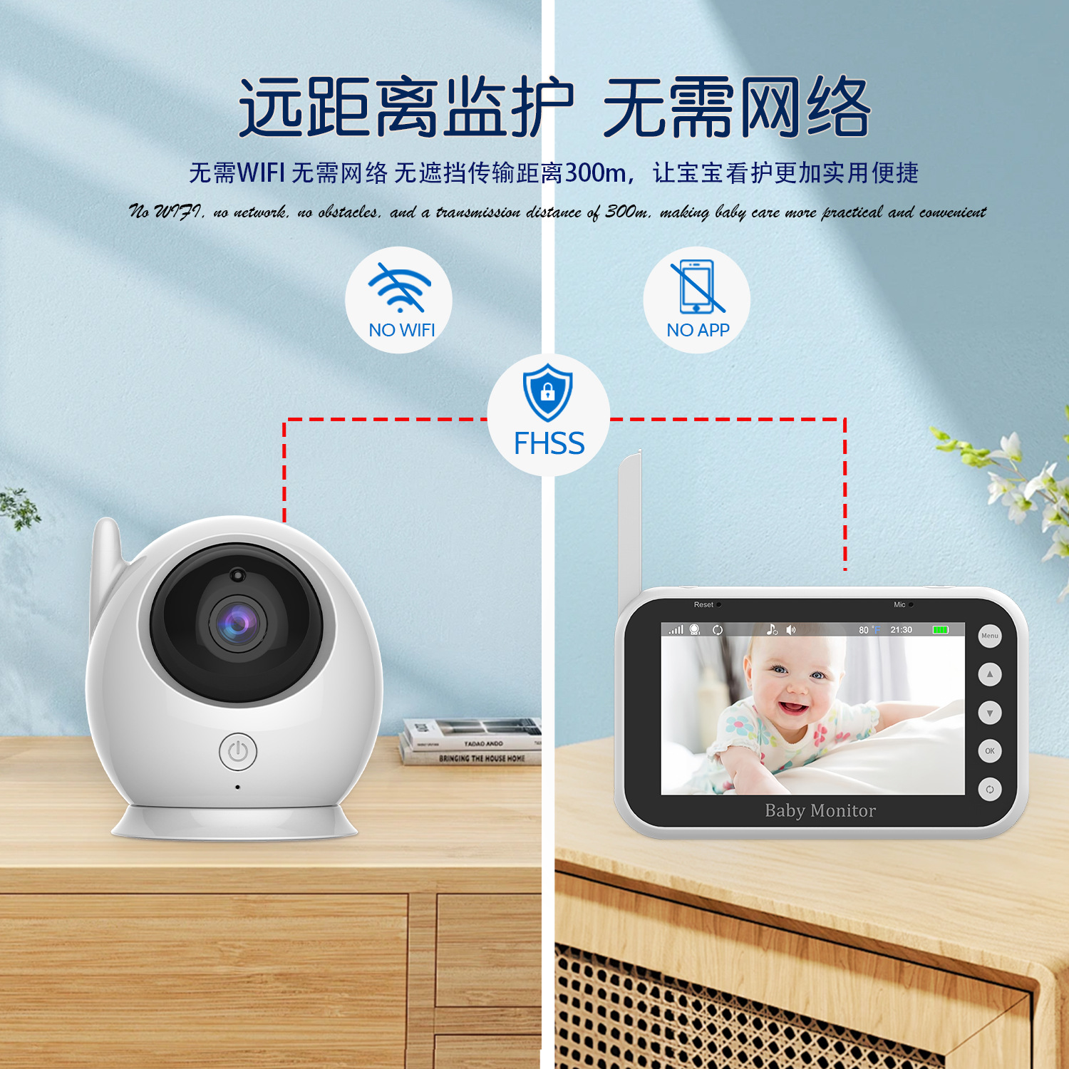 En stock venta al por mayor 720p HD 4,3 pulgadas 2,4g recordatorio de llanto inalámbrico monitor de bebé