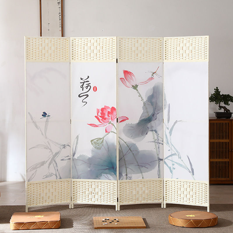 中国風のシンプルなスクリーンパーティション壁屏風リビングルーム寝室ブロッキングシンプルモダンな折りたたみモバイル布バリアホーム