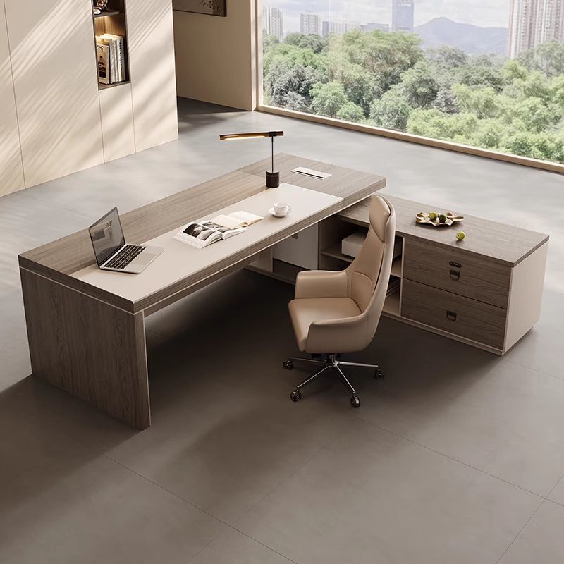 Boss Desk Simple Modern Office Supervisor Desk Manager President Short Cabinet Table and Chair Combination Office Furniture