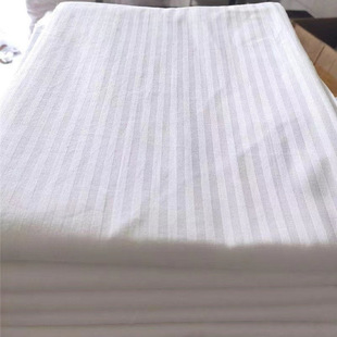 Impulse Hotel Pure White Satin Striped Bed Sheetss B&B Beauty Salon Bath Massage Shop Pure Color Single Piece